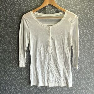 GAP White Fitted 3/4 Sleeve Blouse
